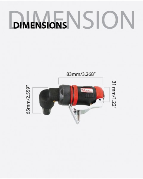 Master Palm 1/4"  and 1/8" Mini Right Angle Die Grinder, Low Profile Angle,  19000 Rpm