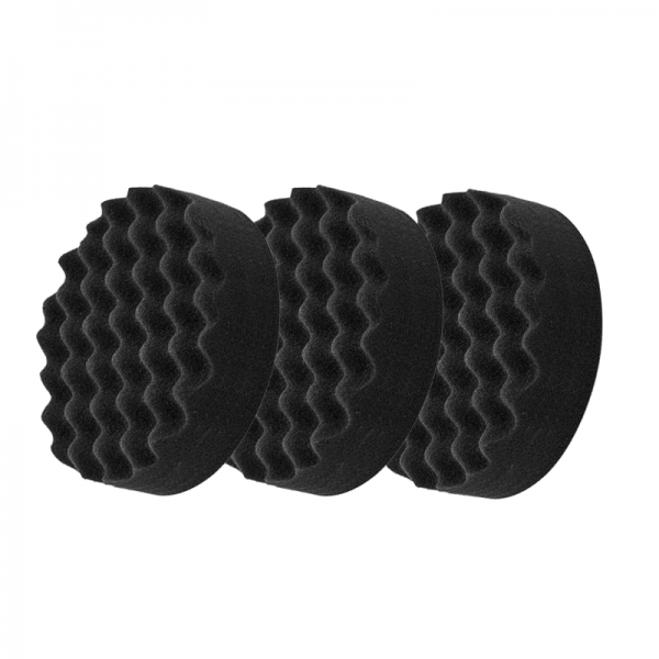 Hook and Loop Soft Black Waffle Foam Pad Buffer Sponge - Set of 3 Pieces - Air Polisher Accessory, 2 inch