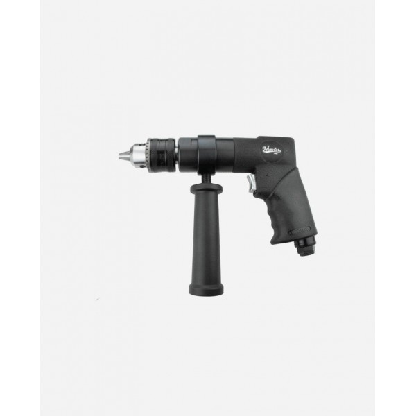 Heavy Duty 1/2"  Pistol Grip Jacobs Keyed Chuck Air Drill, 800 Rpm, Side Handle