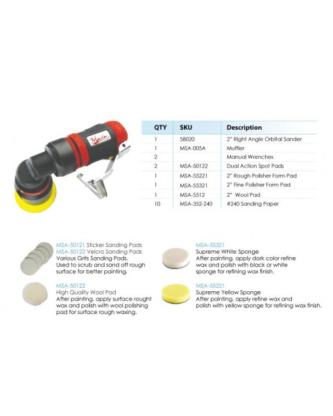 2 inch Right Angle Orbital Sander Set, MSA-K083