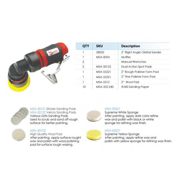 2 inch Right Angle Orbital Sander Set, MSA-K083